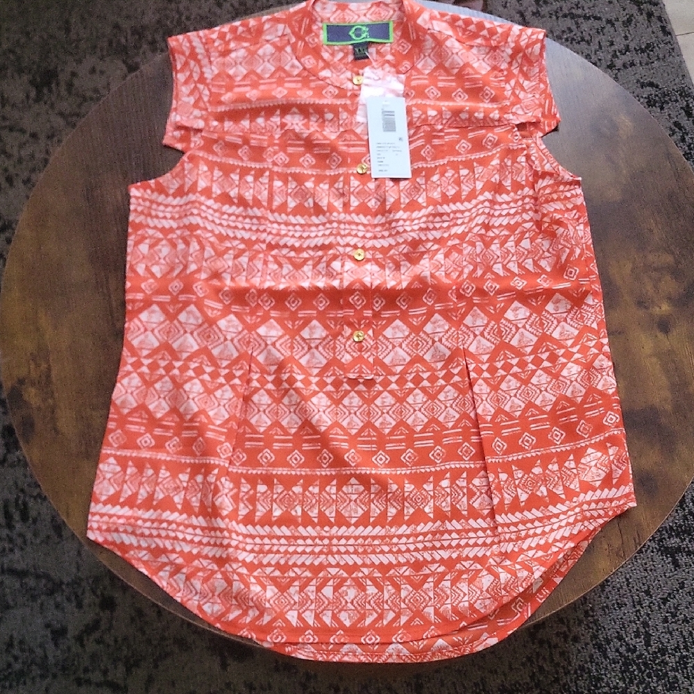 C. Wonder Geometric Orange Blouse